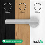 Moreno Satin Nickel Lever on Rose Door Handle Kit - Medium Duty FD30/60 - 80mm Bathroom Lock - tradefit - 7