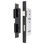 Fire Rated DIN Bathroom Lock - 60mm Backset / 90mm Case / 72mm Centres - Matt Black - tradefit - 1