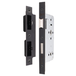 Fire Rated DIN Bathroom Lock - 60mm Backset / 90mm Case / 72mm Centres - Matt Black - tradefit