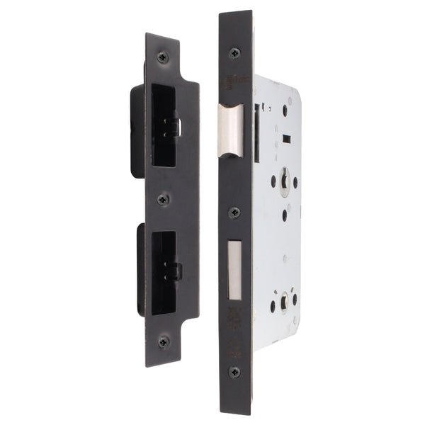 Fire Rated DIN Bathroom Lock - 60mm Backset / 90mm Case / 72mm Centres - Matt Black - tradefit - Featured Image