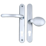 Silver UPVC Lever Pad Door Handles - 92mm PZ Centres External/62mm PZ External - 212mm Fixing Centres - tradefit - 1