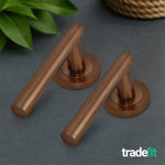Olbia Bronze Lever on Rose Door Handle Pack - 80mm Bathroom Lock - 8