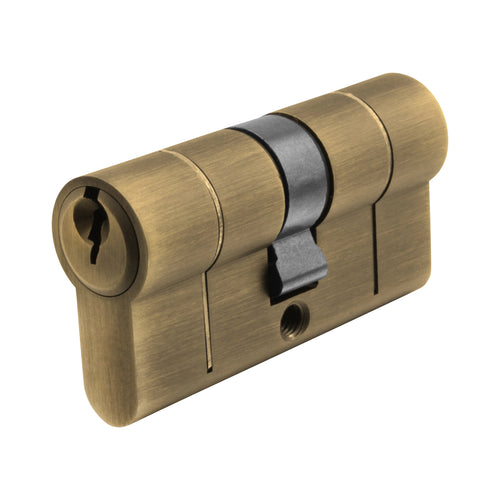 5 Pin 50/50mm 100mm [45+45+10mm] Euro Double Cylinder - Keyed Alike - Satin Antique Brass - tradefit
