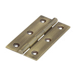 Solid Brass Solid Drawn Hinge - 75 x 40mm - Antique Brass - tradefit - 1