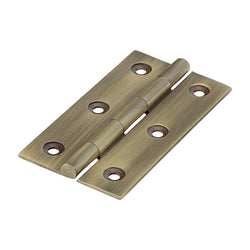 Solid Brass Solid Drawn Hinge - 75 x 40mm - Antique Brass - tradefit
