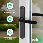 Black UPVC Door Handles - 92mm PZ Centres - 210 mm Fixing Centres - 242 x 34mm - tradefit - 3