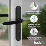 Black UPVC Door Handles - 92mm PZ Centres - 210 mm Fixing Centres - 242 x 34mm - tradefit - 4
