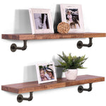 Rustic Pipe Shelf Brackets Cast Iron Scaffold Type - Pair / 2 Brackets - Dual 100/160mm - Natural Iron - tradefit - 6