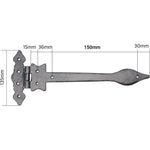 Black Iron Spear Pattern Antique Wrought Cast Iron Hinge - 150mm / 6 Inch - Black - tradefit - 2