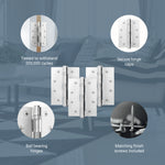 Polished Chrome Fire Door Hinges – 4 Inch/102mm – Grade 11 Steel Ball Bearing – Pack of 3 Hinges - tradefit - 5