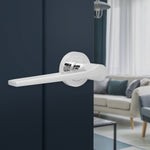 Tapera Polished Chrome Lever on Rose Door Handle Kit - Medium Duty FD30/60 - 76mm Latch - tradefit - 6