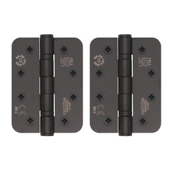 Black Fire Door Hinges - 4 Inch/102mm - Grade 13 Steel Ball Bearing - Pack 2 - Radius - tradefit