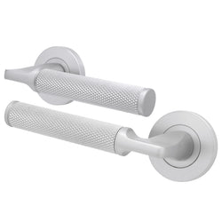 Mode - Grip Fire Door Handle on Rose - Satin Chrome - FD30/60 - tradefit