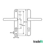 Black UPVC Door Handles - 92mm PZ Centres - 210 mm Fixing Centres - 242 x 34mm - tradefit - 2