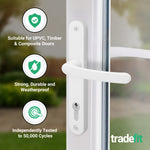 White UPVC Door Handles - 92mm PZ Centres - 210 mm Fixing Centres - 242 x 34mm - tradefit - 3