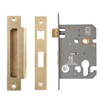 Euro Profile Sashlock Case - 76mm Case 57mm Backset - Polished Brass - tradefit - 2