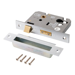 Euro Profile Sashlock Case - 76mm Case 57mm Backset - Satin Chrome - tradefit