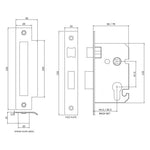 Euro Profile Sashlock Case - 76mm Case 57mm Backset - Polished Brass - tradefit - 3