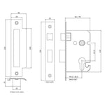 Euro Profile Sashlock Case - 65mm Case 44mm Backset - Satin Chrome - tradefit - 3