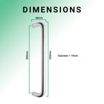 Bolt Fix Pull Handle - 300mm x 19mm - Satin Aluminium - tradefit - 4