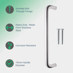 Bolt Fix Pull Handle - 300mm x 19mm - Satin Aluminium - tradefit - 2