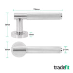 Dumont Polished Chrome Lever on Rose Door Handle Kit - Medium Duty FD30/60 - 80mm Euro Sashlock and Thumbturn Cylinder - Keyed to Differ - tradefit - 4