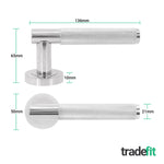 Dumont Polished Chrome Lever on Rose Door Handle Kit - Medium Duty FD30/60 - 80mm Bathroom Lock - tradefit - 4