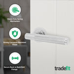 Dumont Polished Chrome Lever on Rose Door Handle Kit - 64mm Latch - tradefit - 2