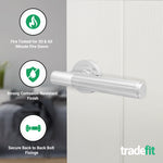 Aurora Polished Chrome Lever on Rose Door Handle Kit - Medium Duty FD30/60 - 76mm Latch - tradefit - 2