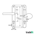 Polished Chrome UPVC Lever Pad Door Handles - 62mm PZ Centres External/92mm PZ Internal - 212mm Fixing Centres - tradefit - 2