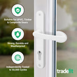 White UPVC Lever Pad Door Handles - 62mm PZ Centres External/ 92mm PZ Internal - 212mm Fixing Centres - tradefit - 3