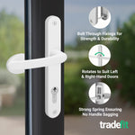 White UPVC Lever Pad Door Handles - 62mm PZ Centres External/ 92mm PZ Internal - 212mm Fixing Centres - tradefit - 4