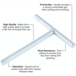 Budget Lock Taper Key PACK 5 T Tee Loft Access Panel Horse Box Key - Zinc Plated - tradefit - 2