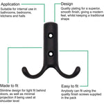 Coat Hook Twin Double Robe Modern - 70mm - Matt Black - Pack of 2 - tradefit - 3
