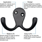 Twin Robe Hook Matt Black Double Hook - Pack of 4 - tradefit - 4