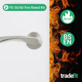 Nola Satin Nickel Door Handles - Fire Rated FD30/60 - Lever on Rose