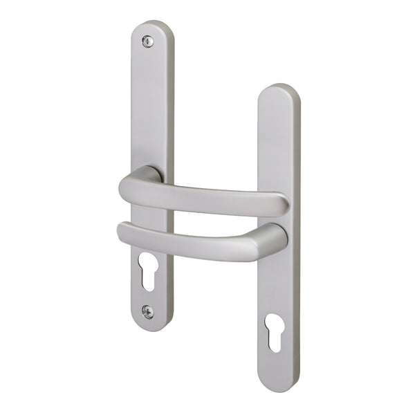 Silver UPVC Door Handles - 68mm PZ Centres - 215mm Fixing Centres - 246 x 32mm - tradefit - Featured Image