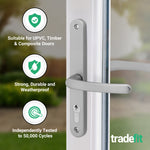 Silver UPVC Door Handles - 68mm PZ Centres - 215mm Fixing Centres - 246 x 32mm - tradefit - 3