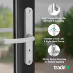 Silver UPVC Door Handles - 68mm PZ Centres - 215mm Fixing Centres - 246 x 32mm - tradefit - 4
