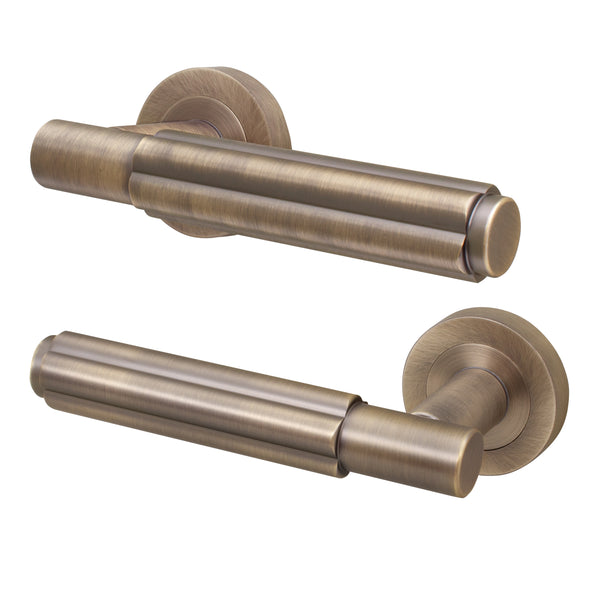 Flores Antique Brass Lever on Rose Door Handles - Heavy Duty - FD30/60 Rated - tradefit - Featured Image