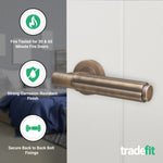 Flores Antique Brass Lever on Rose Door Handle Kit - Medium Duty FD30/60 - 76mm Latch - tradefit - 2