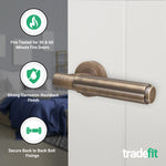 Flores Antique Brass Lever on Rose Door Handles - Heavy Duty - FD30/60 Rated - tradefit - 2