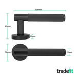 Dumont Matt Black Lever on Rose Door Handle Kit - Medium Duty FD30/60 - 80mm Euro Sashlock and Double Cylinder - Master Keyed - tradefit - 4