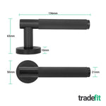 Dumont Matt Black Lever on Rose Door Handle Kit - Heavy Duty FD30/60 - DIN Euro Sashlock and Thumbturn Cylinder - Keyed to Differ - tradefit - 4