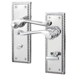 Georgian Rope Edge Scroll Polished Chrome Door Handles - Bathroom - tradefit - 1