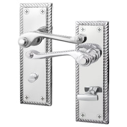 Georgian Rope Edge Scroll Polished Chrome Door Handles - Bathroom - tradefit