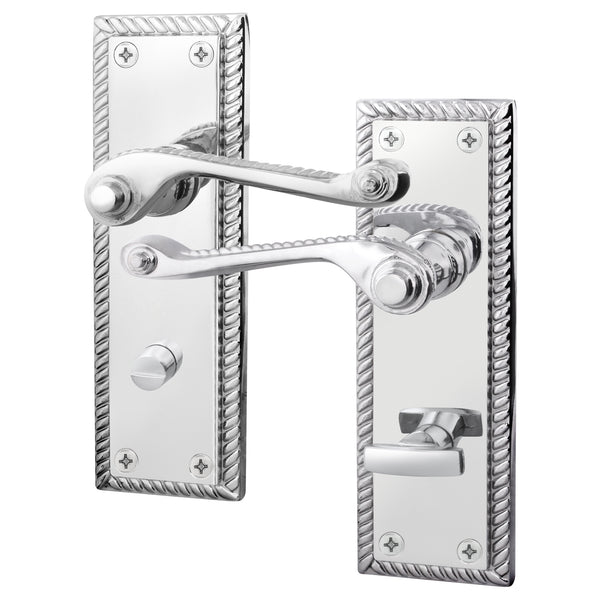 Georgian Rope Edge Scroll Polished Chrome Door Handles - Bathroom - tradefit - Featured Image