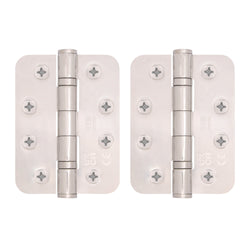 Polished Stainless Fire Door Hinges - 4 Inch/102mm - Grade 13 Steel Ball Bearing - Pack 2 - Radius - tradefit