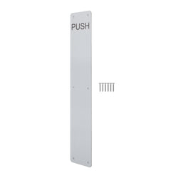 Engraved Push Finger Plate - 425 x 75 x 1.2mm Radius Corners - Satin Stainless Steel - tradefit