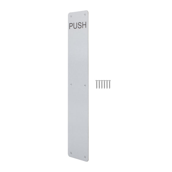 Engraved Push Finger Plate - 425 x 75 x 1.2mm Radius Corners - Satin Stainless Steel - tradefit - Featured Image